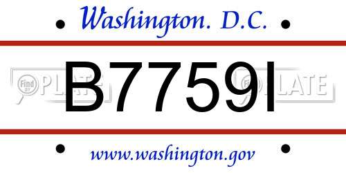 B7759I District Of Columbia License Plate