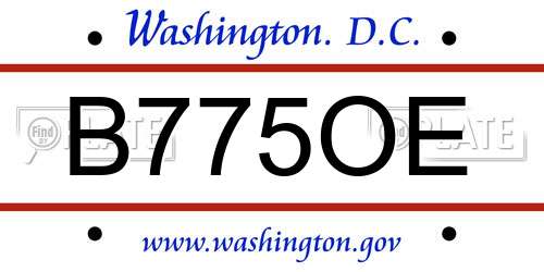 B775OE District Of Columbia License Plate