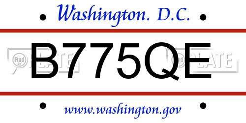 B775QE District Of Columbia License Plate