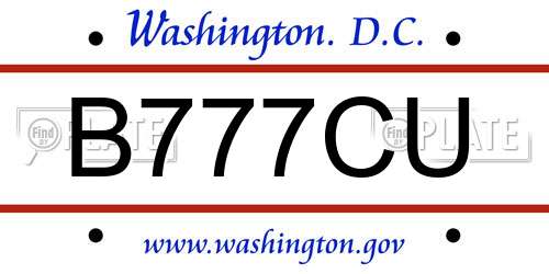 B777CU District Of Columbia License Plate