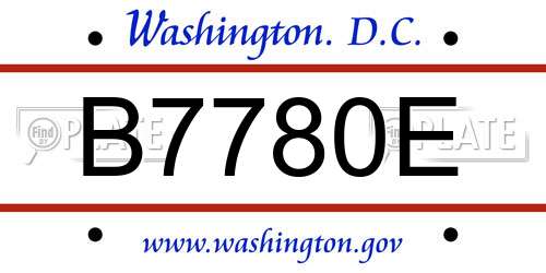 B7780E District Of Columbia License Plate