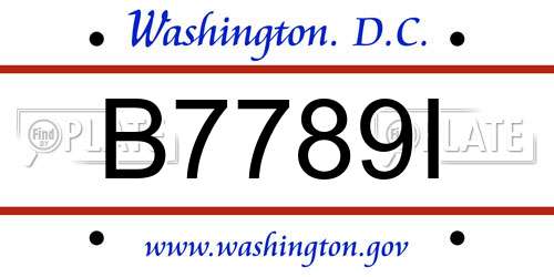 B7789I District Of Columbia License Plate