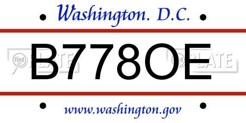 B778OE District Of Columbia License Plate