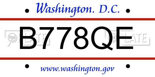 B778QE District Of Columbia License Plate