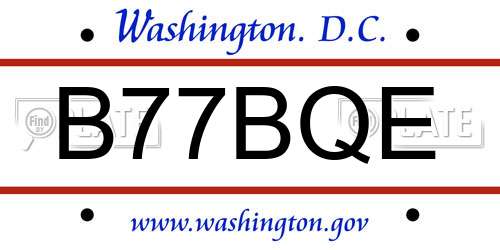 B77BQE District Of Columbia License Plate