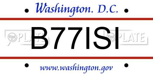 B77ISI District Of Columbia License Plate