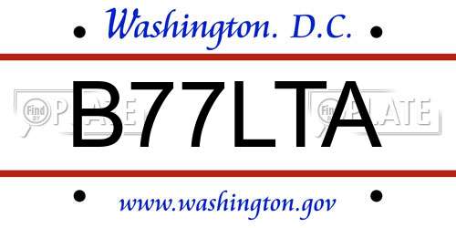 B77LTA District Of Columbia License Plate