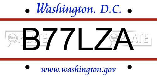 B77LZA District Of Columbia License Plate