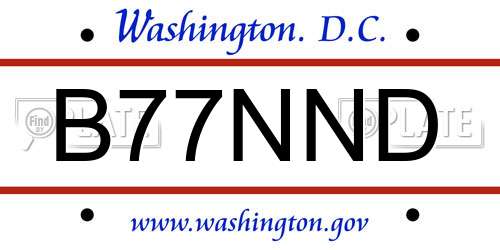 B77NND District Of Columbia License Plate
