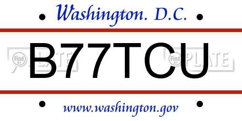 B77TCU District Of Columbia License Plate