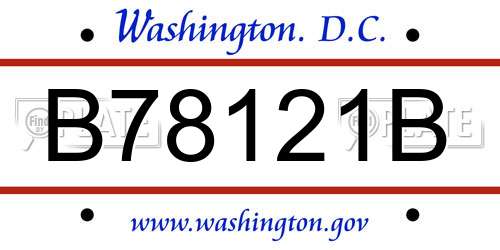 B78121B District Of Columbia License Plate