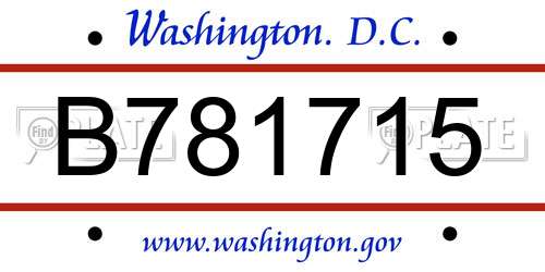 B781715 District Of Columbia License Plate