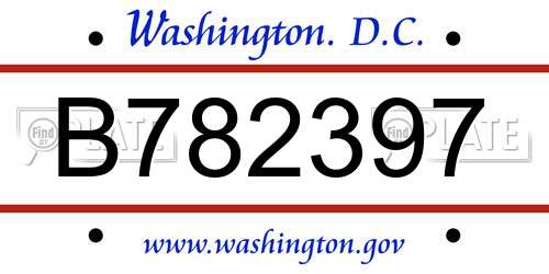 B782397 District Of Columbia License Plate