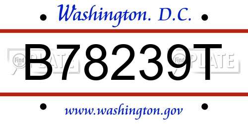 B78239T District Of Columbia License Plate