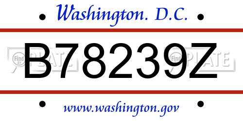 B78239Z District Of Columbia License Plate