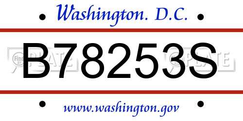 B78253S District Of Columbia License Plate