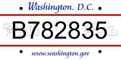 B782835 District Of Columbia License Plate