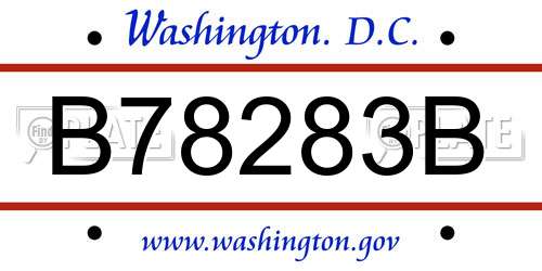 B78283B District Of Columbia License Plate