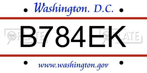B784EK District Of Columbia License Plate