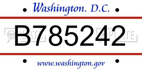 B785242 District Of Columbia License Plate