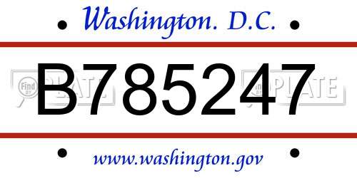 B785247 District Of Columbia License Plate
