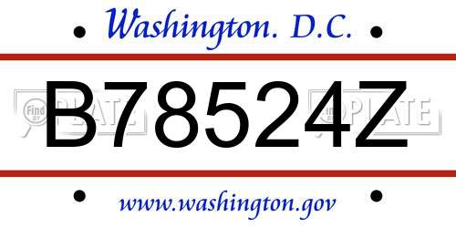 B78524Z District Of Columbia License Plate