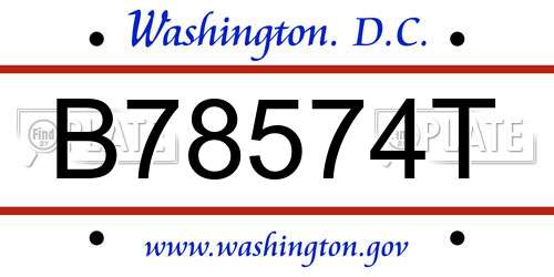 B78574T District Of Columbia License Plate
