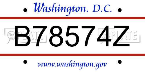 B78574Z District Of Columbia License Plate