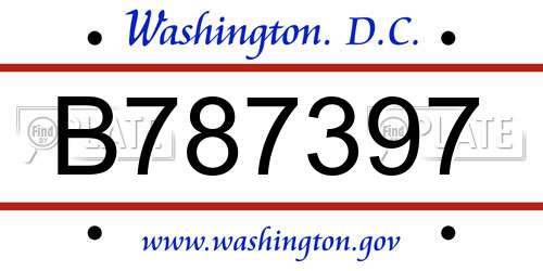 B787397 District Of Columbia License Plate