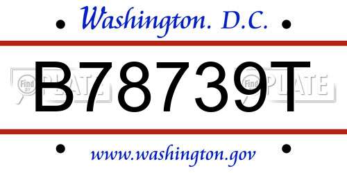B78739T District Of Columbia License Plate