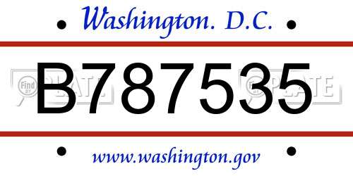 B787535 District Of Columbia License Plate