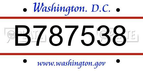 B787538 District Of Columbia License Plate