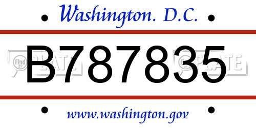 B787835 District Of Columbia License Plate
