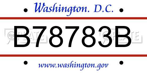 B78783B District Of Columbia License Plate