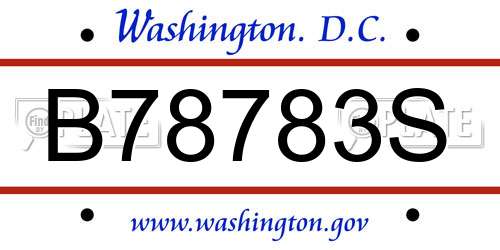 B78783S District Of Columbia License Plate