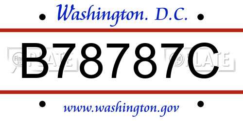 B78787C District Of Columbia License Plate