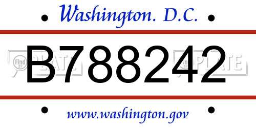 B788242 District Of Columbia License Plate