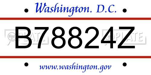 B78824Z District Of Columbia License Plate