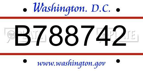 B788742 District Of Columbia License Plate