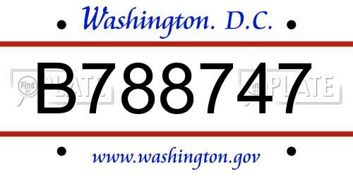 B788747 District Of Columbia License Plate