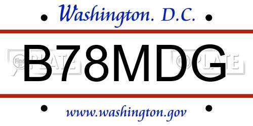 B78MDG District Of Columbia License Plate