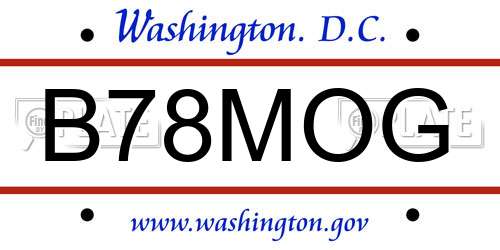 B78MOG District Of Columbia License Plate