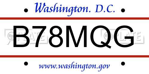 B78MQG District Of Columbia License Plate