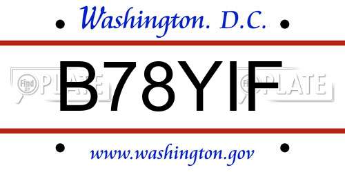 B78YIF District Of Columbia License Plate