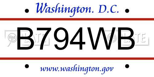 B794WB District Of Columbia License Plate