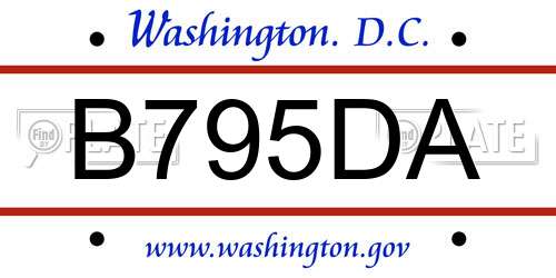 B795DA District Of Columbia License Plate