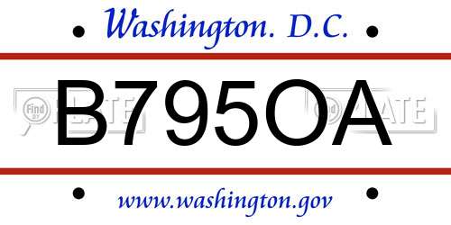 B795OA District Of Columbia License Plate