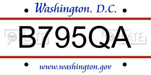 B795QA District Of Columbia License Plate