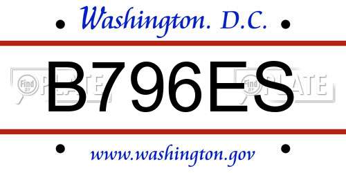 B796ES District Of Columbia License Plate