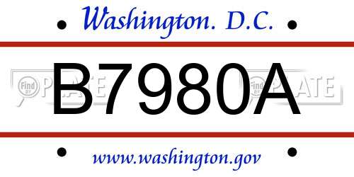 B7980A District Of Columbia License Plate
